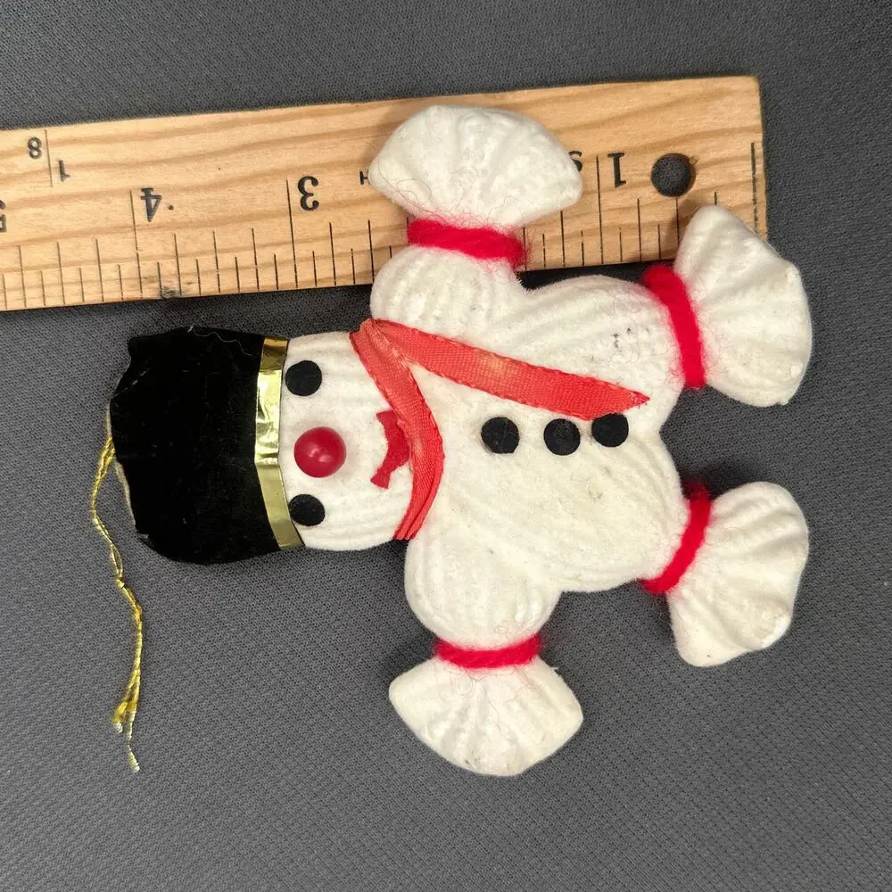 VTG 60s Flocked Felt Christmas Ornaments Retro Holiday Kitschy Whimsy Nostalgic